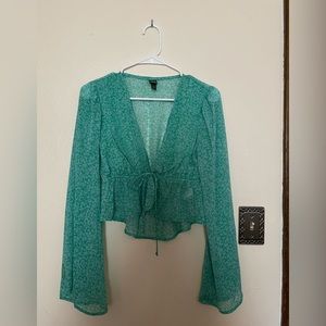 green floral wild fable blouse sz sm